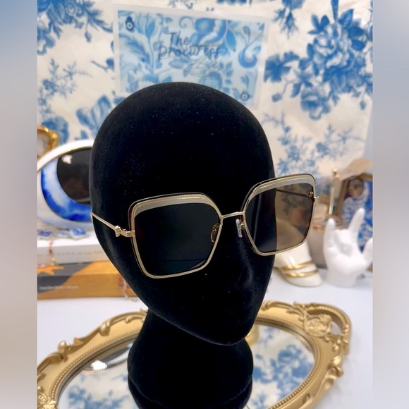 🆕 ALEXANDER MCQUEEN 🧿 NWOT AM0222SK 002 Gold Wire Rim & Silver Metal Sunglass - Picture 2 of 15